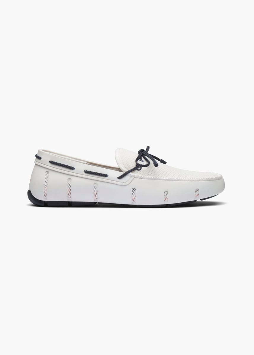 SWIMS - Braided Lace Loafer - White/Navy - Str: 43.5 - Herre
